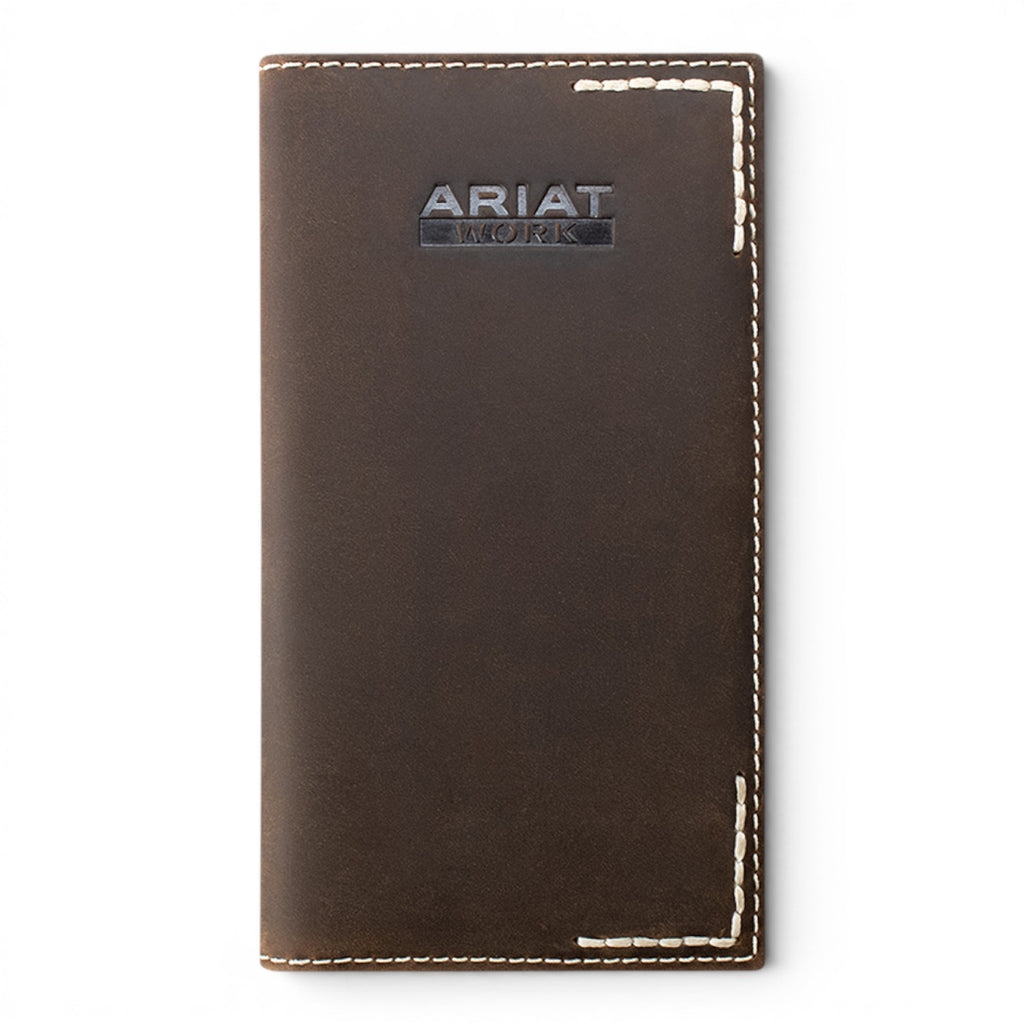 ARIAT WORK MENS RODEO STYLE WALLET THICK STITCH BROWN