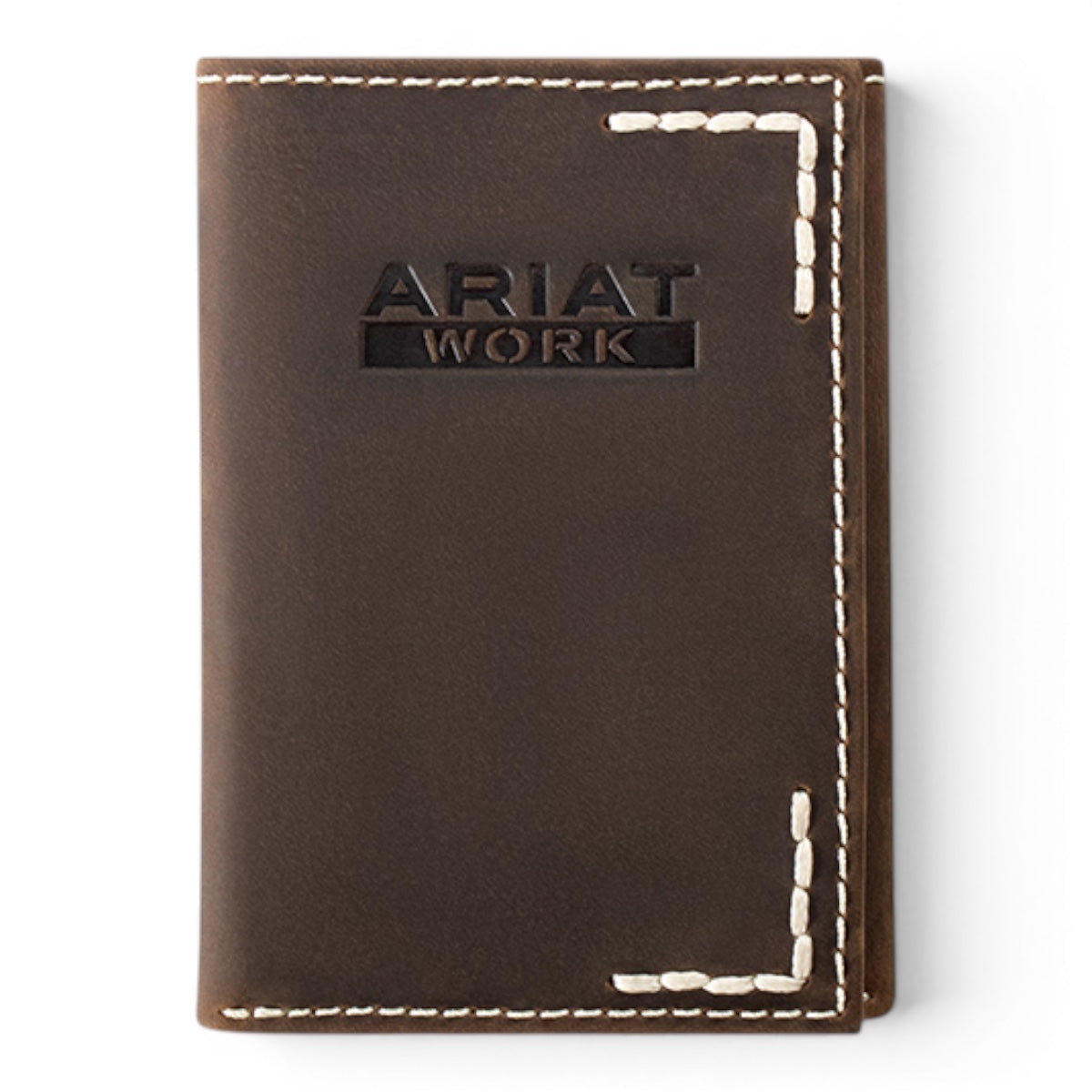ARIAT WORK MENS TRIFOLD STYLE WALLET THICK STICH BROWN