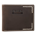 ARIAT WORK MENS BIFOLD STYLE WALLET THICK STITCH BROWN