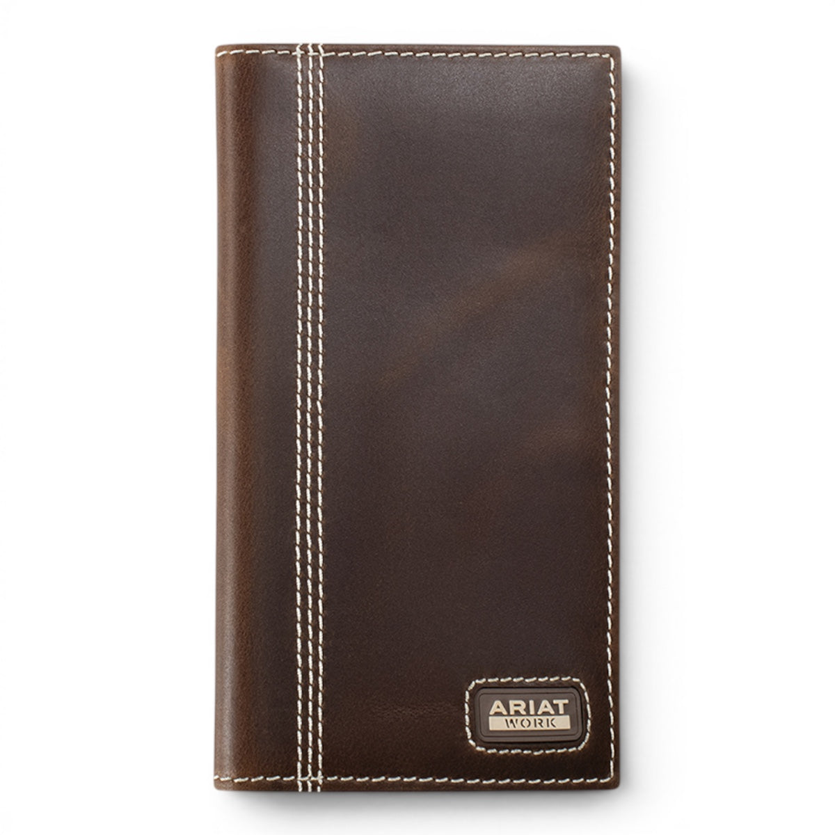 ARIAT WORK MENS RODEO STYLE WALLET TRIPLE STITCH SIDE BROWN