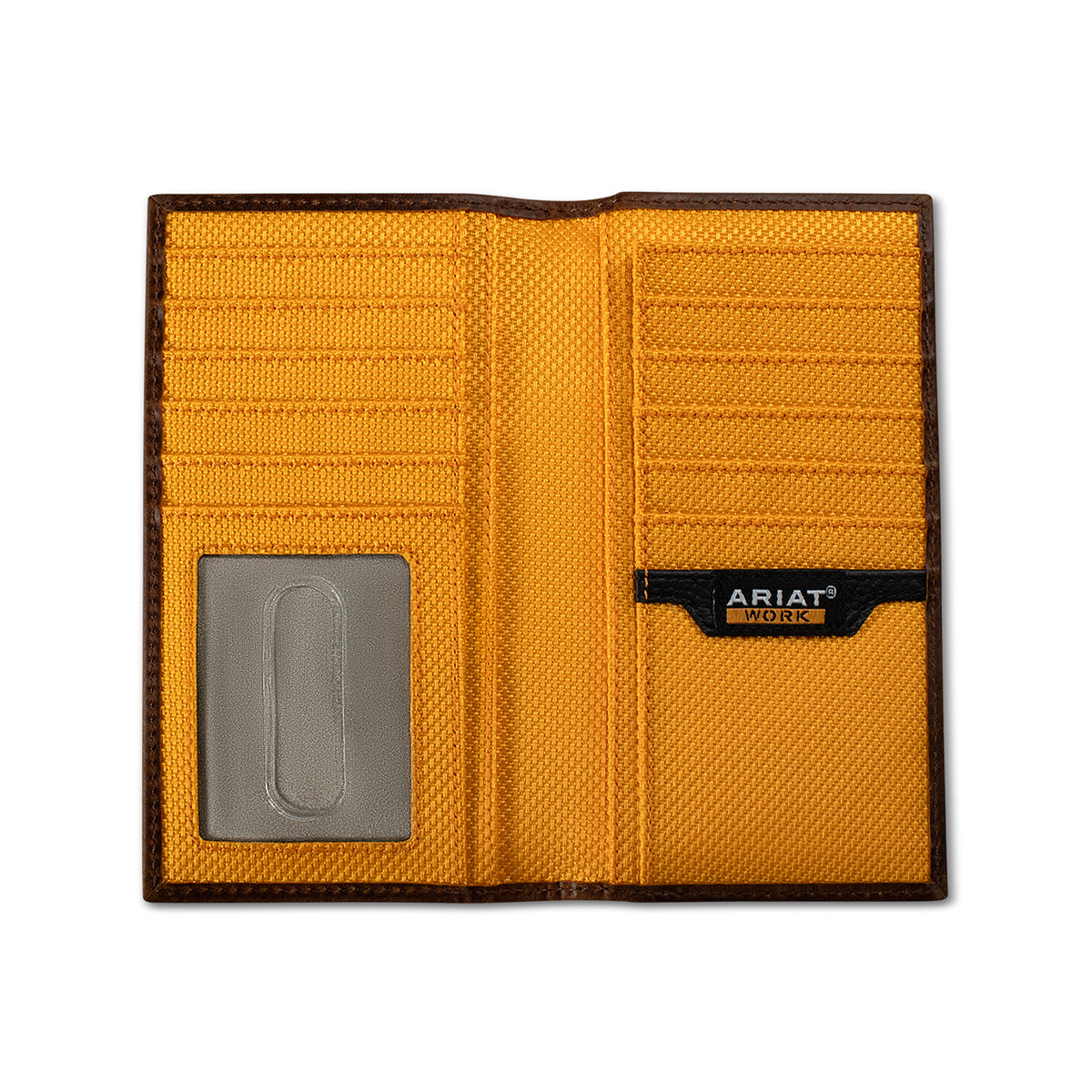 ARIAT WORK MENS RODEO STYLE WALLET TRIPLE STITCH SIDE BROWN