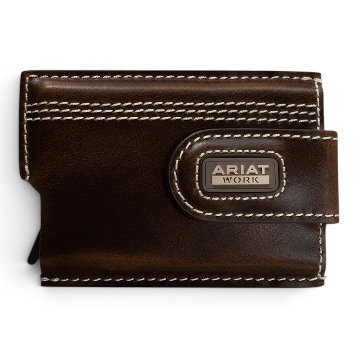 ARIAT WORK MENS UTILITY WALLET TRIPLE STITCH BROWN