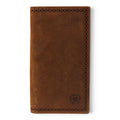 ARIAT MENS RODEO WALLET PERFORATED BORDER DISTRESSED BROWN