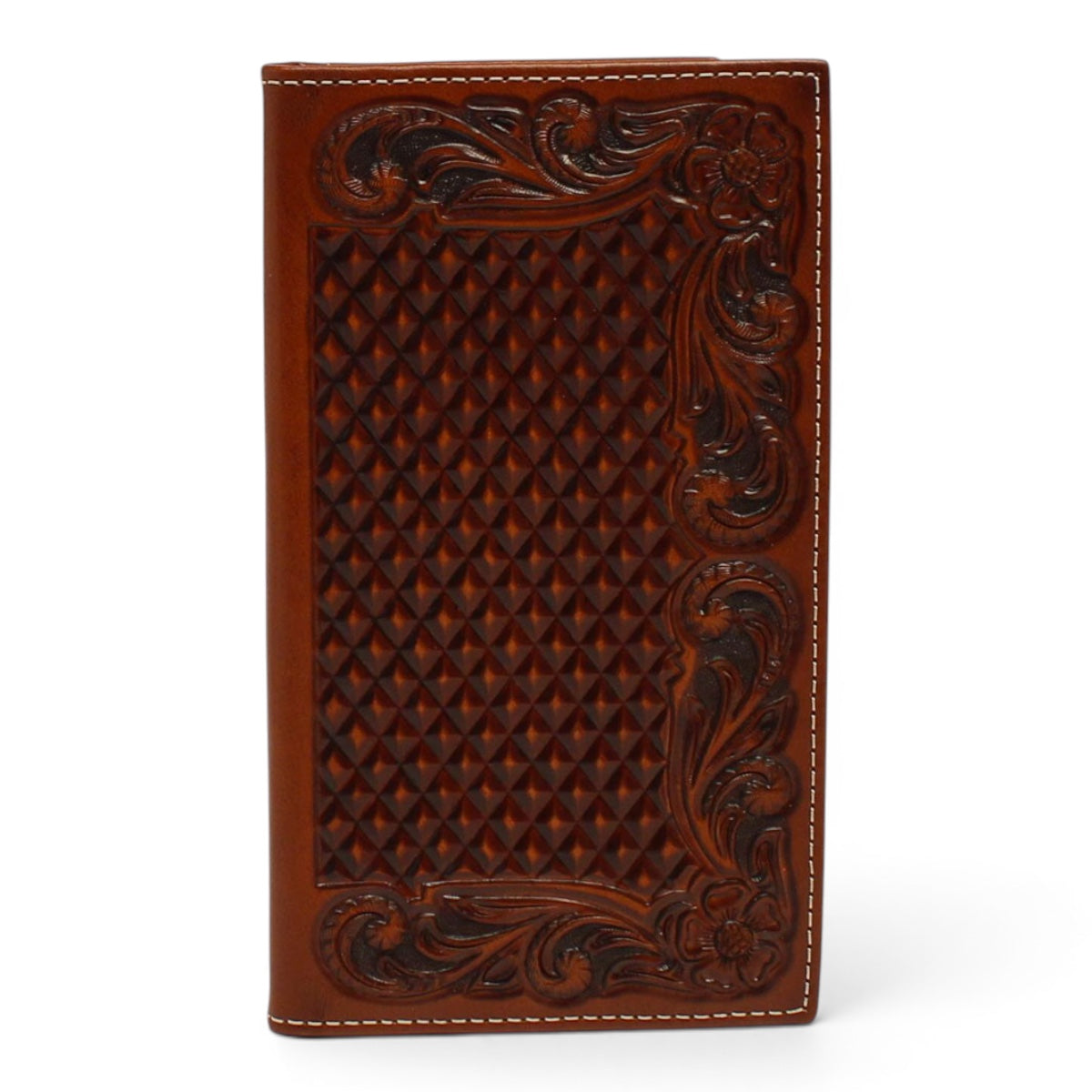 ARIAT RODEO WALELT BASKETWEAVE FLORAL EMBOSSED TAN