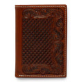 ARIAT TRIFOLD WALELT BASKETWEAVE FLORAL EMBOSSED TAN