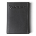 ARIAT MENS TRIFOLD WALLET EMBOSSED LOGO BLACK