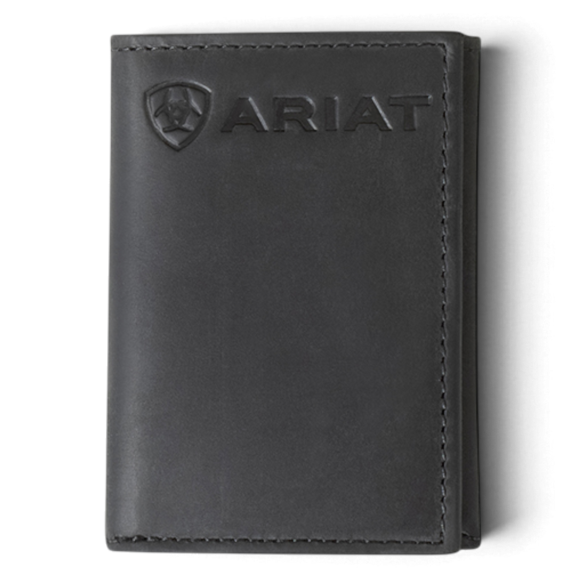 ARIAT MENS TRIFOLD WALLET EMBOSSED LOGO BLACK