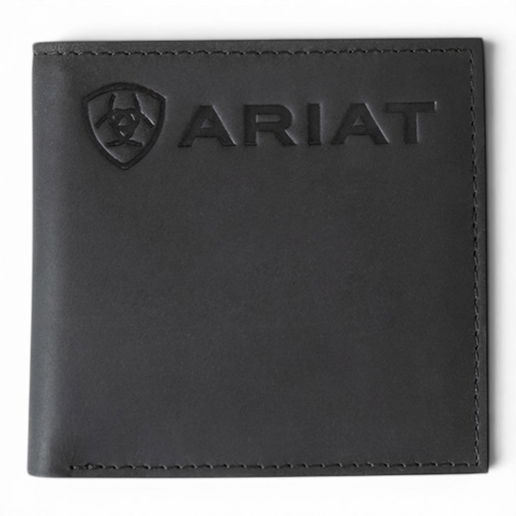 ARIAT MENS BIFOLD WALLET EMBOSSED LOGO BLACK