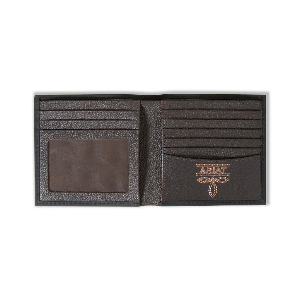 ARIAT MENS BIFOLD WALLET EMBOSSED LOGO BLACK