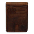 ARIAT BIFOLD MONEY CLIP USA FLAG SHIELD LOGO BROWN