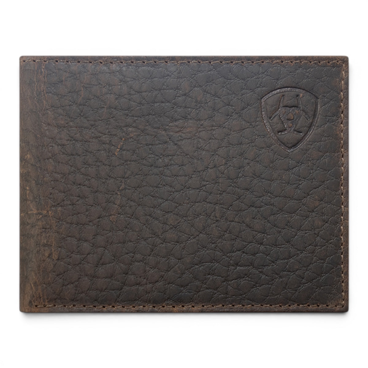 ARIAT MENS BIFOLD WALLET SHIELD LOGO BROWN