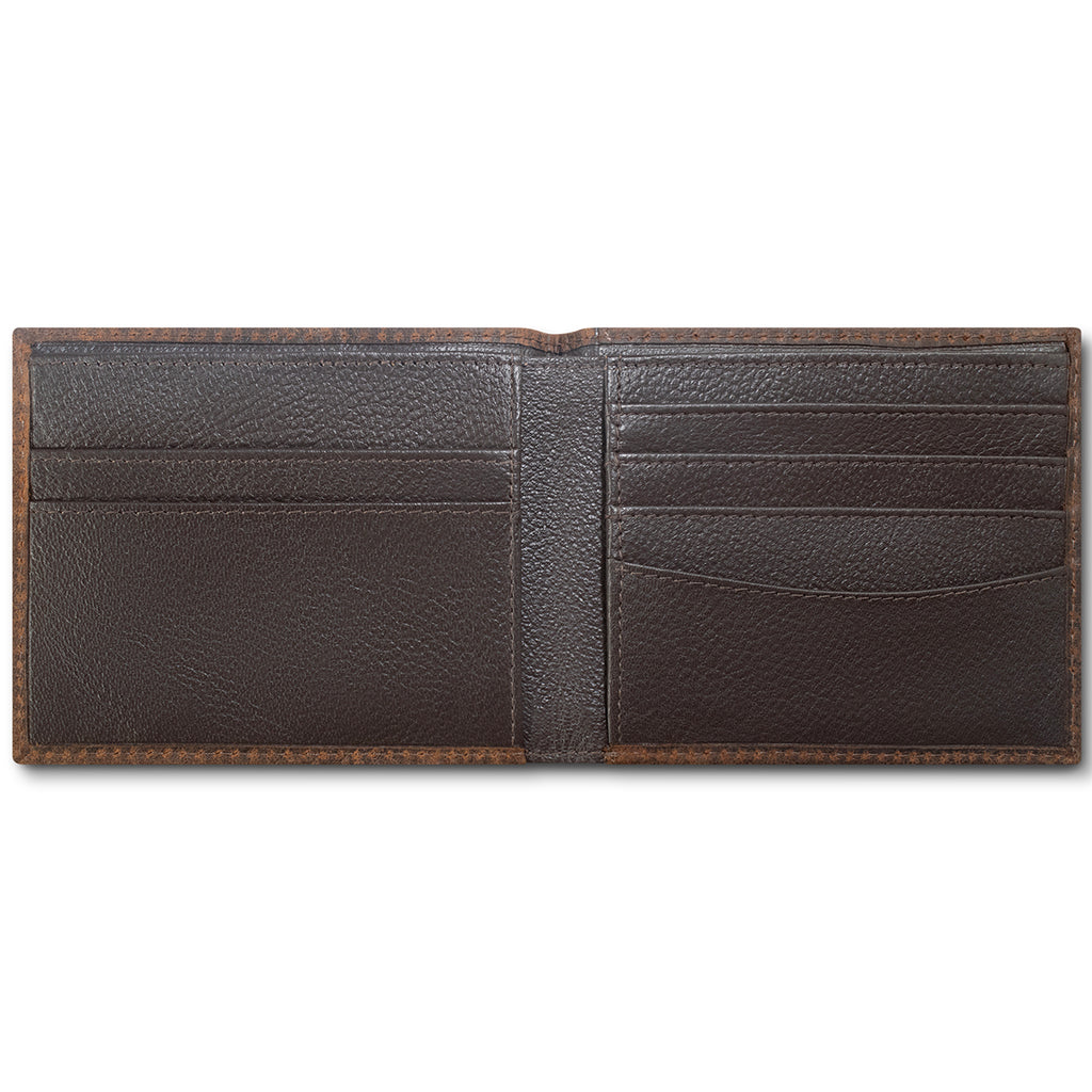 ARIAT MENS BIFOLD WALLET SHIELD LOGO BROWN
