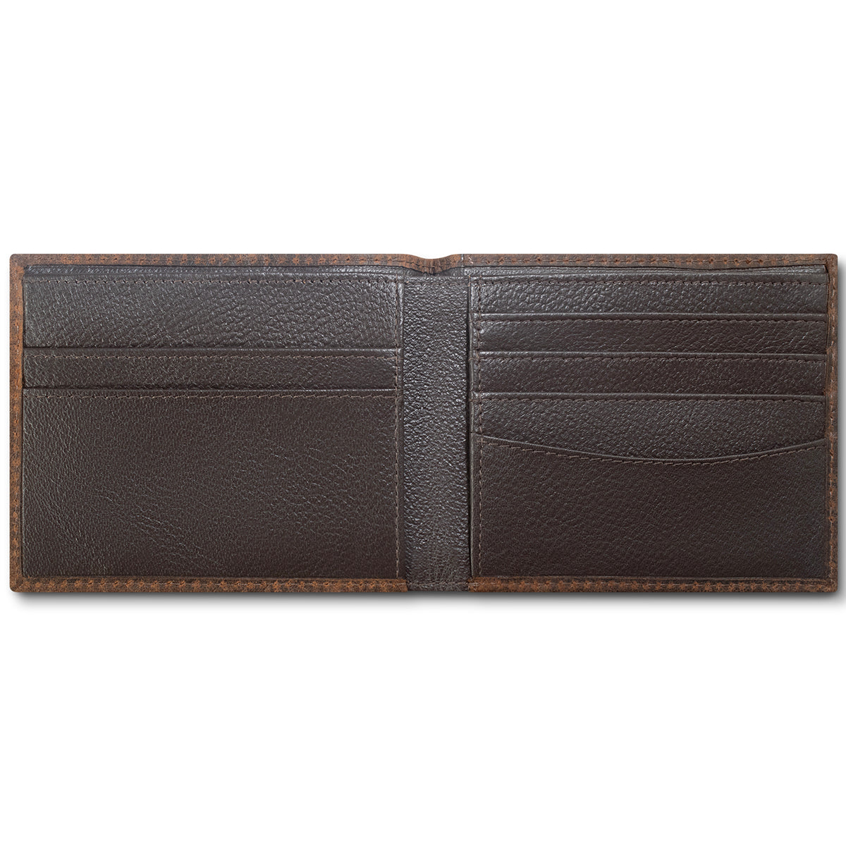 ARIAT MENS BIFOLD WALLET SHIELD LOGO BROWN