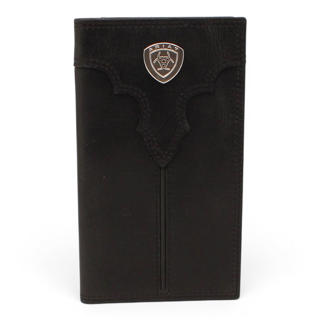 ARIAT MENS RODEO WALLET CENTER BUMP SHIELD BLACK