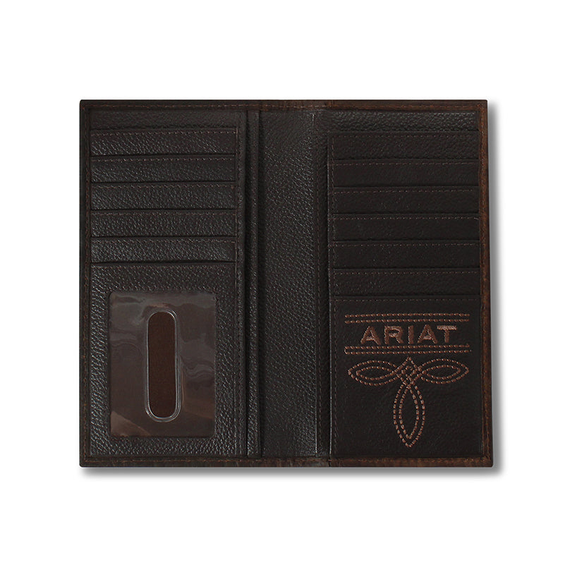 ARIAT MENS RODEO WALLET LOGO MEXICO BROWN ROWDY