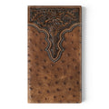 ARIAT RODEO WALLET OSTRICH FLORAR EMBOSSED BROWN