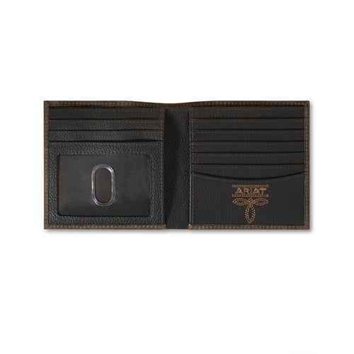 ARIAT BIFOLD WALLET CRAZY HORSE LEATHER BROWN