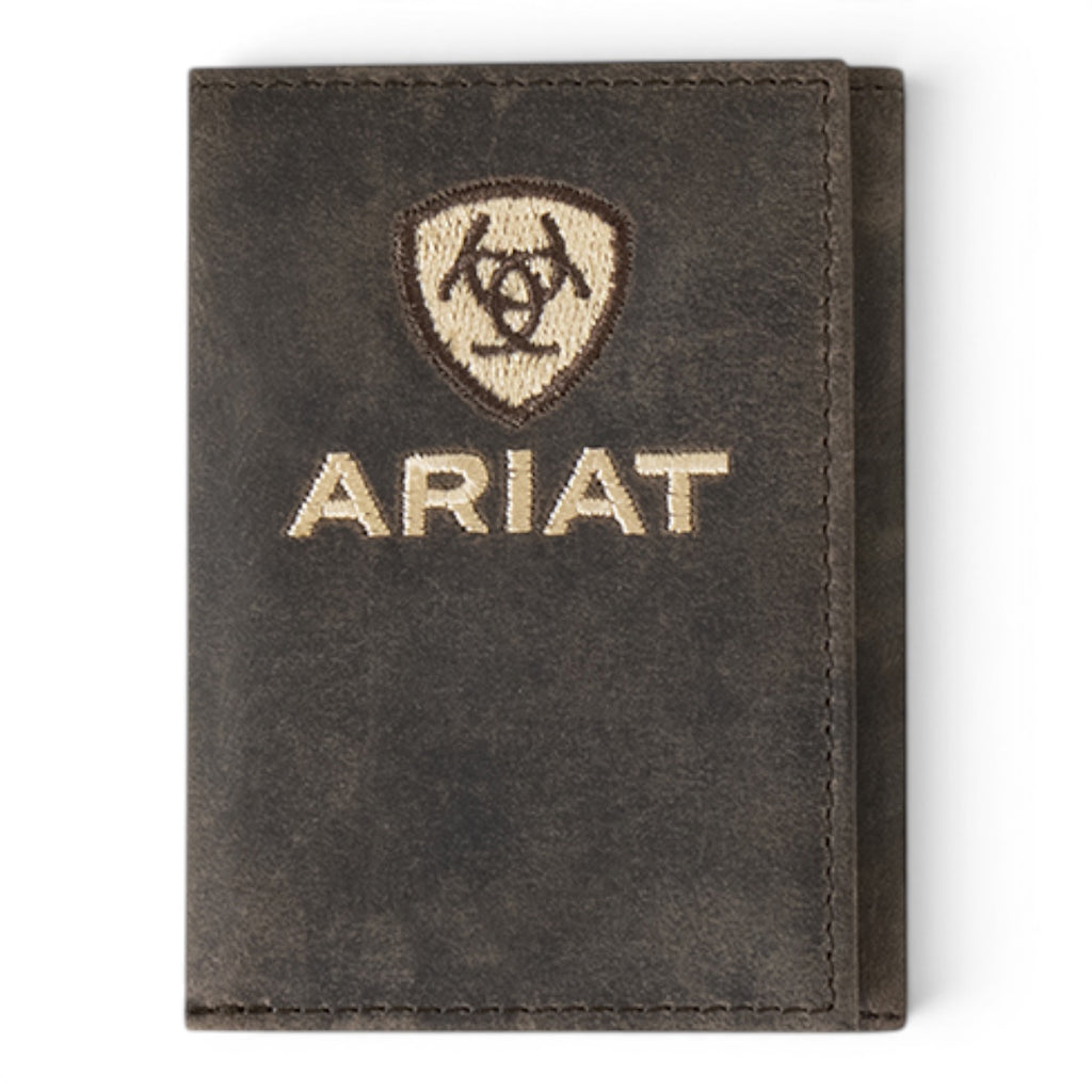 ARIAT TRIFOLD WALLET CRAZY HORSE LEATHER BROWN