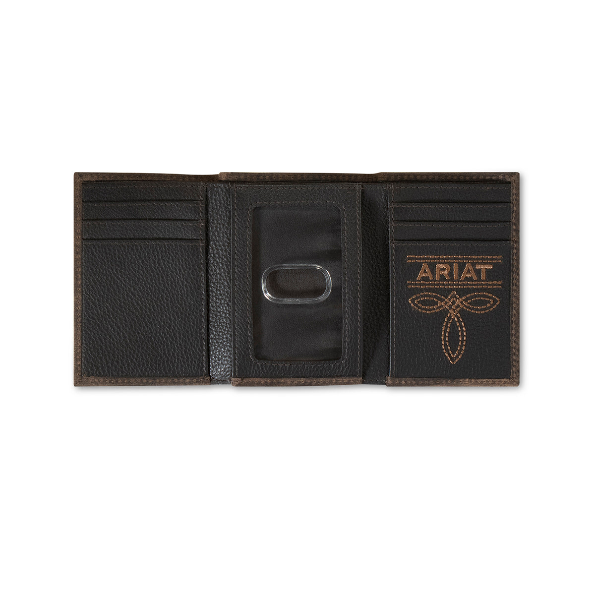 ARIAT TRIFOLD WALLET CRAZY HORSE LEATHER BROWN