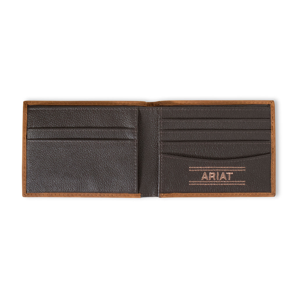 ARIAT MENS BIFOLD WALLET AZTEC INLAY TAN