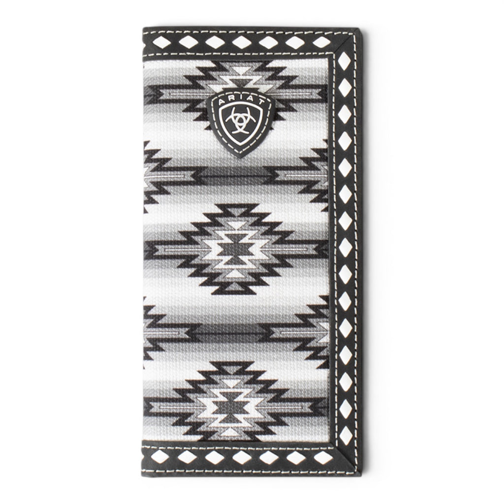 ARIAT YOUTH RODEO STYLE WALLET DIAMOND LACING SOUTHWESTERN FABRIC BLACK