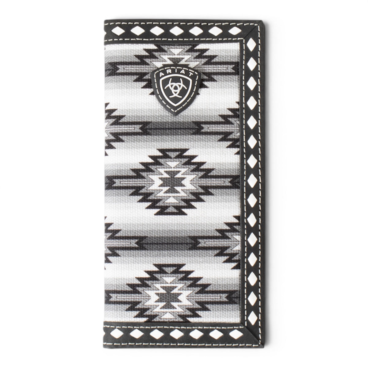 ARIAT YOUTH RODEO STYLE WALLET DIAMOND LACING SOUTHWESTERN FABRIC BLACK