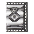 ARIAT MENS TRIFOLD WALLET DIAMOND LACING SOUTHWESTERN FABRIC BLACK