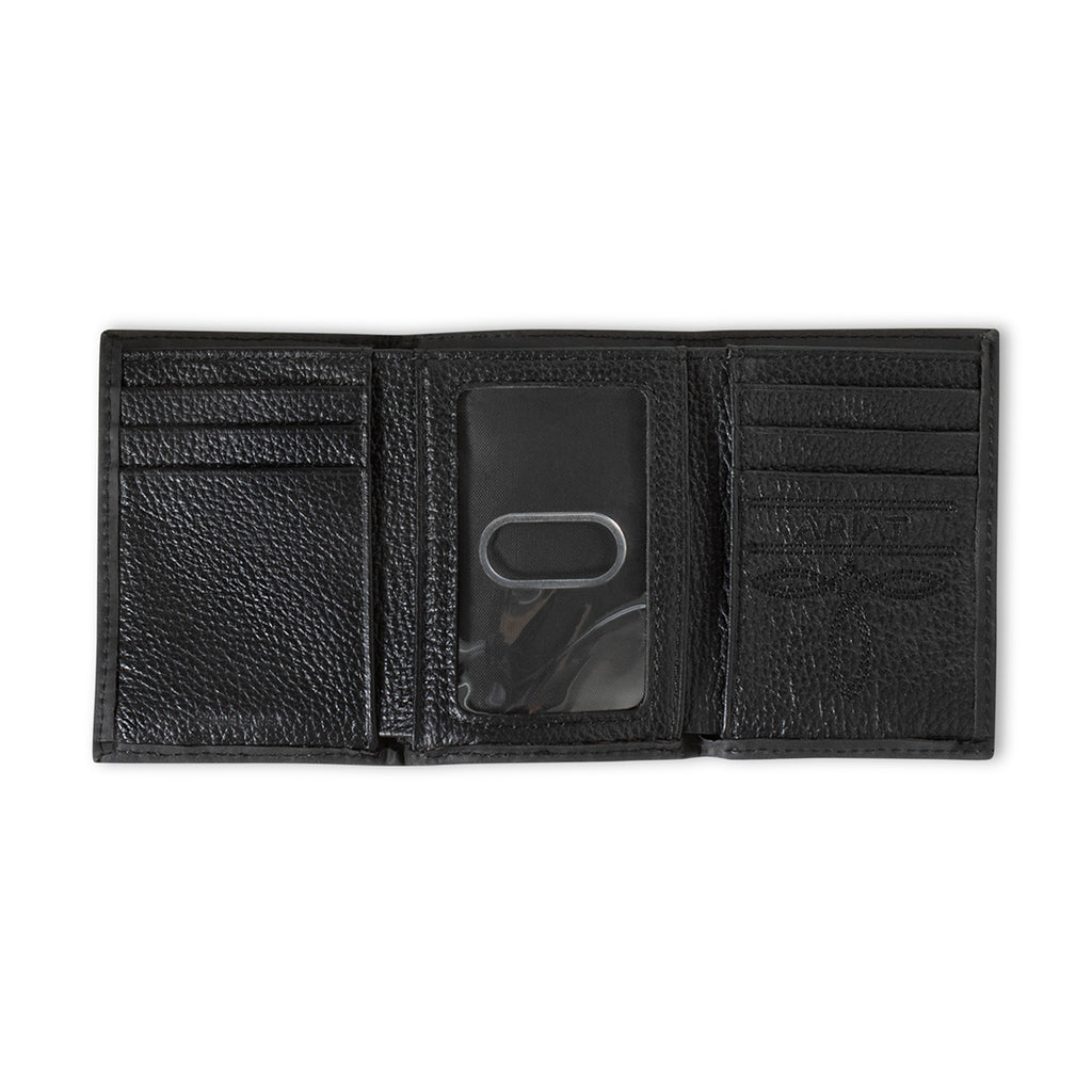 ARIAT MENS TRIFOLD WALLET DIAMOND LACING SOUTHWESTERN FABRIC BLACK