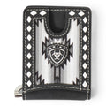 ARIAT MENS CARD CASE WALLET DIAMOND LACING SOUTHWESTERN FABRIC BLACK