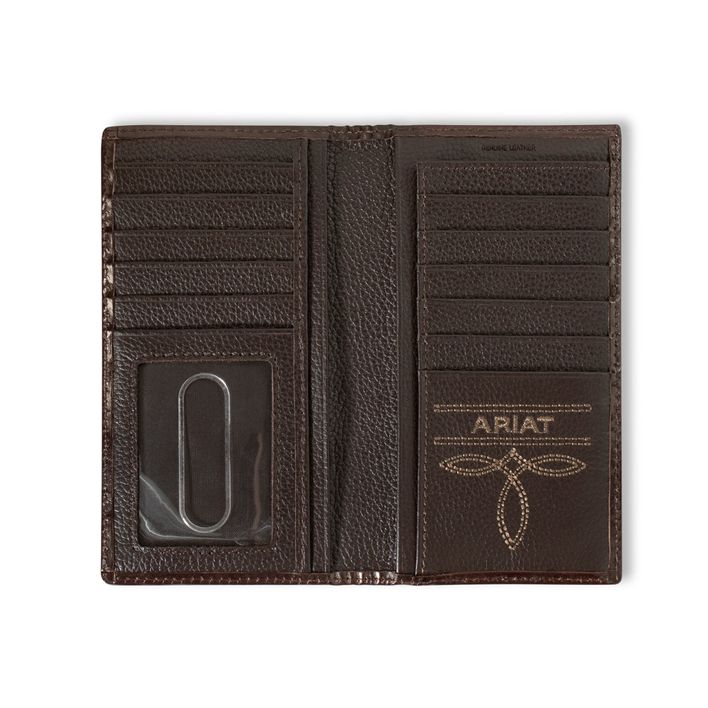 ARIAT MENS RODEO STYLE WALLET SOUTHWESTERN FABRIC BROWN