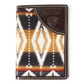 ARIAT MENS TRIFOLD STYLE WALLET SOUTHWESTERN FABRIC BROWN