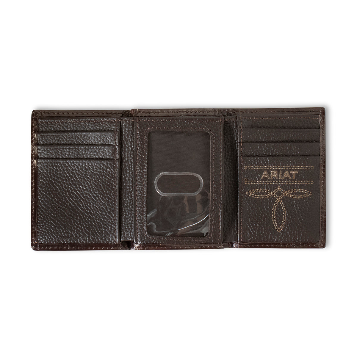 ARIAT MENS TRIFOLD STYLE WALLET SOUTHWESTERN FABRIC BROWN
