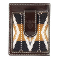 ARIAT MENS MONELY CLIP STYLE WALLET SOUTHWESTERN FABRIC BROWN