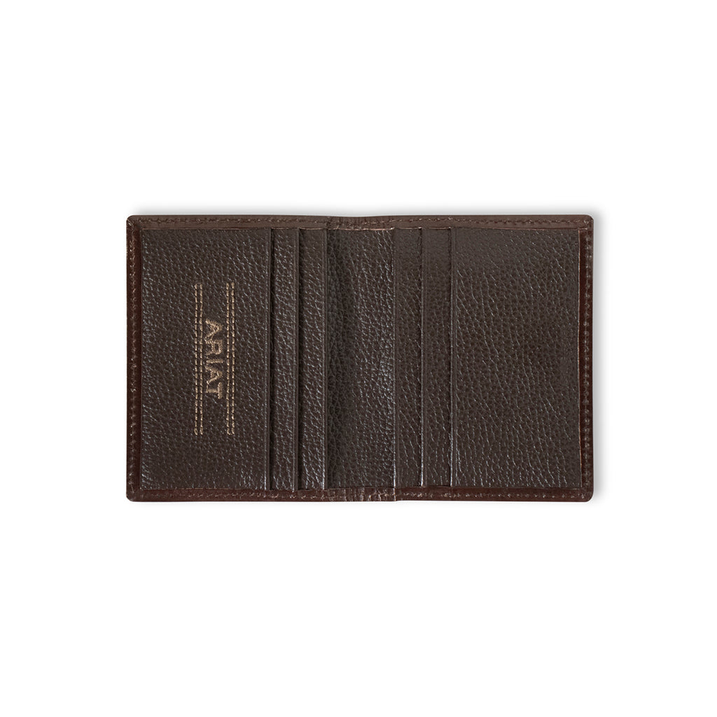 ARIAT MENS MONELY CLIP STYLE WALLET SOUTHWESTERN FABRIC BROWN