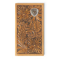 ARIAT MENS RODEO STYLE WALLET FLORAL EMBOSSING LOGO NATURAL