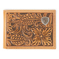ARIAT MENS BIFOLD STYLE WALLET FLORAL EMBOSSED LOGO NATURALA3559848