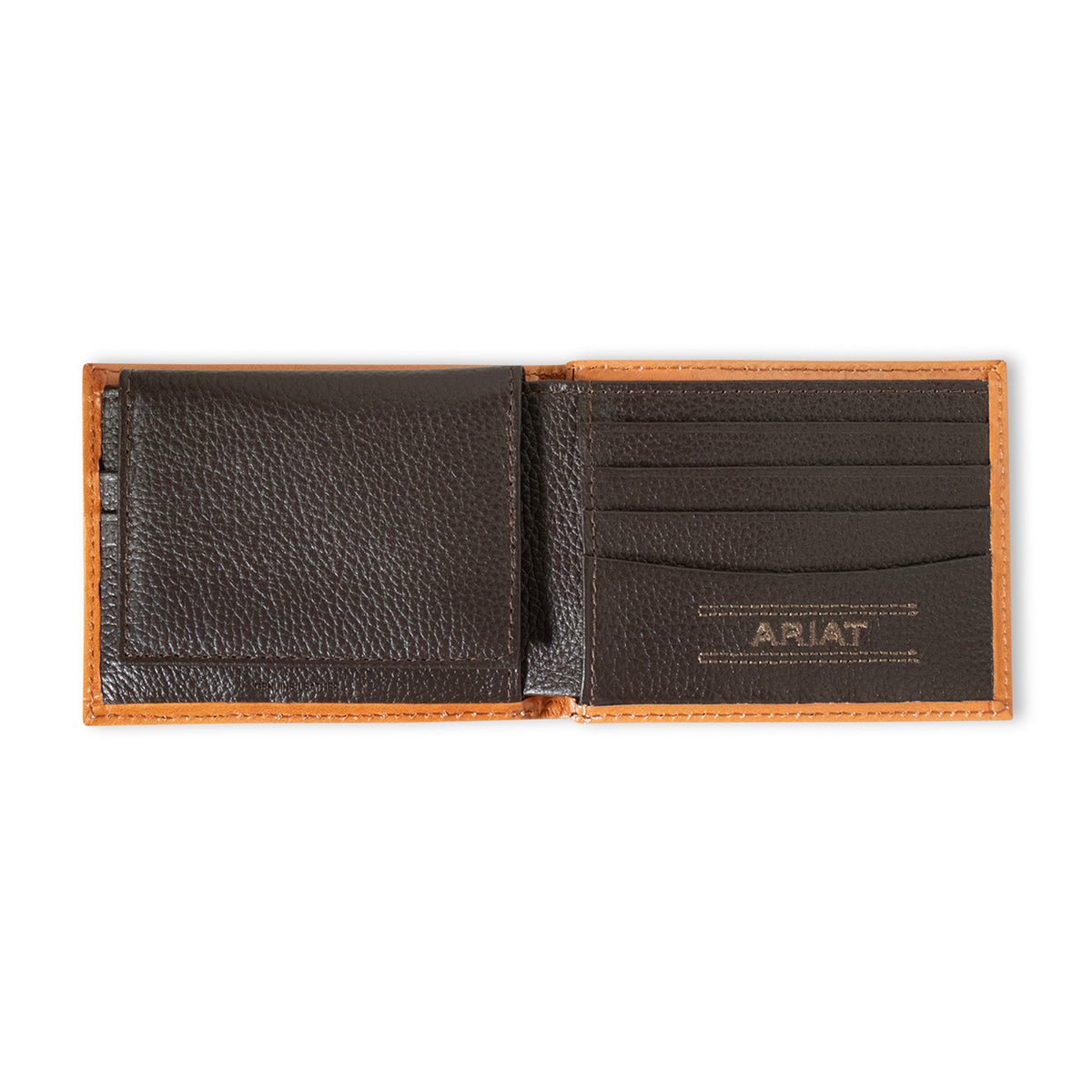 ARIAT MENS BIFOLD STYLE WALLET FLORAL EMBOSSED LOGO NATURALA3559848