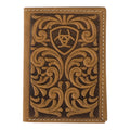 ARIAT TRIFOLD SCROLLNG EMBOSED MEDIUM BROWN
