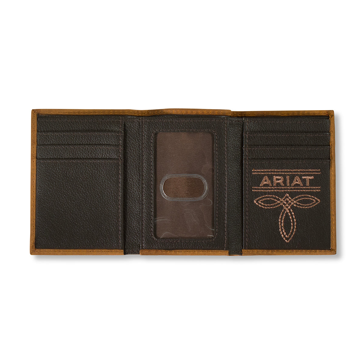 ARIAT TRIFOLD SCROLLNG EMBOSED MEDIUM BROWN