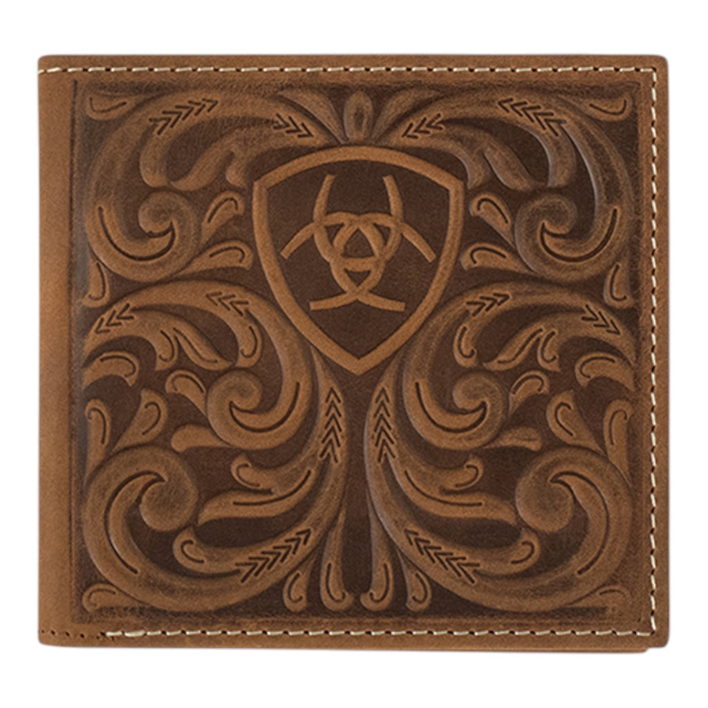 ARIAT LARGE BIFOLD SCROLLING EMBOSSED MEDIUM BROWN
