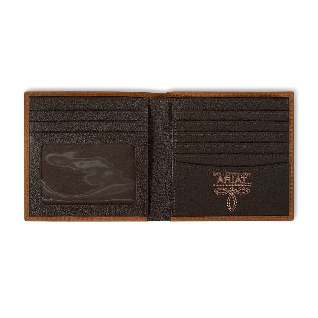 ARIAT LARGE BIFOLD SCROLLING EMBOSSED MEDIUM BROWN