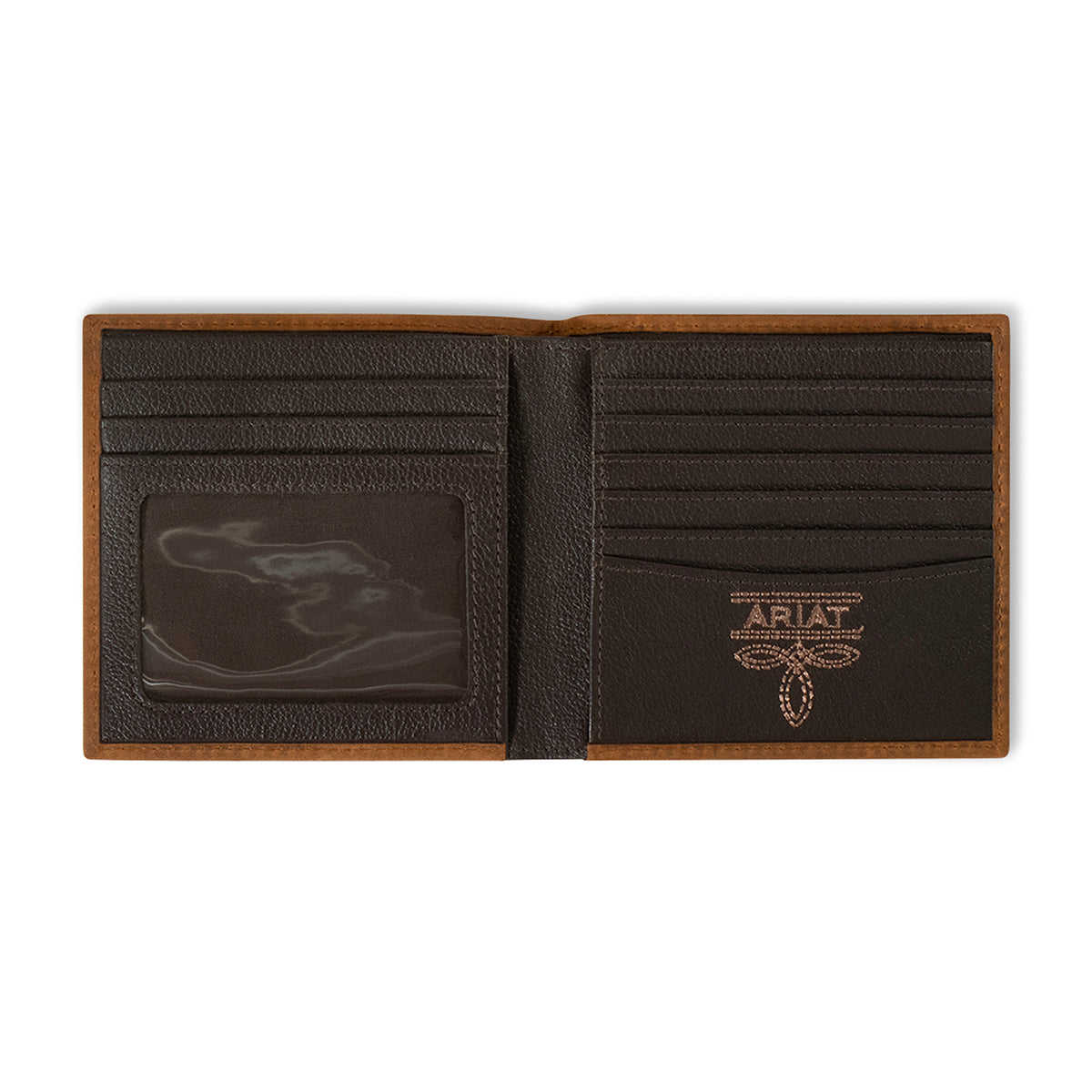 ARIAT LARGE BIFOLD SCROLLING EMBOSSED MEDIUM BROWN