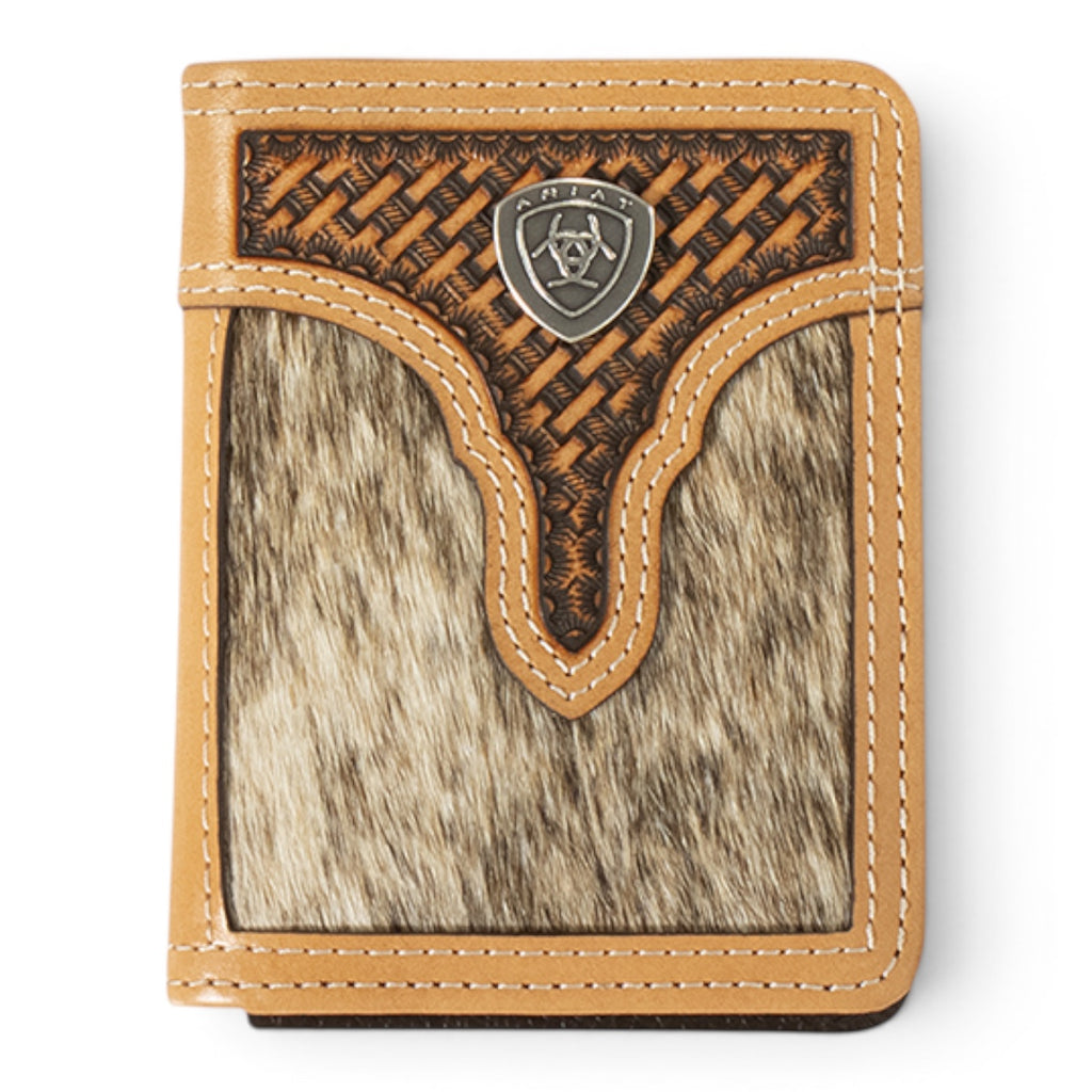 ARIAT BIFOLD CALF HAIR BASKT WEAVE NATURAL