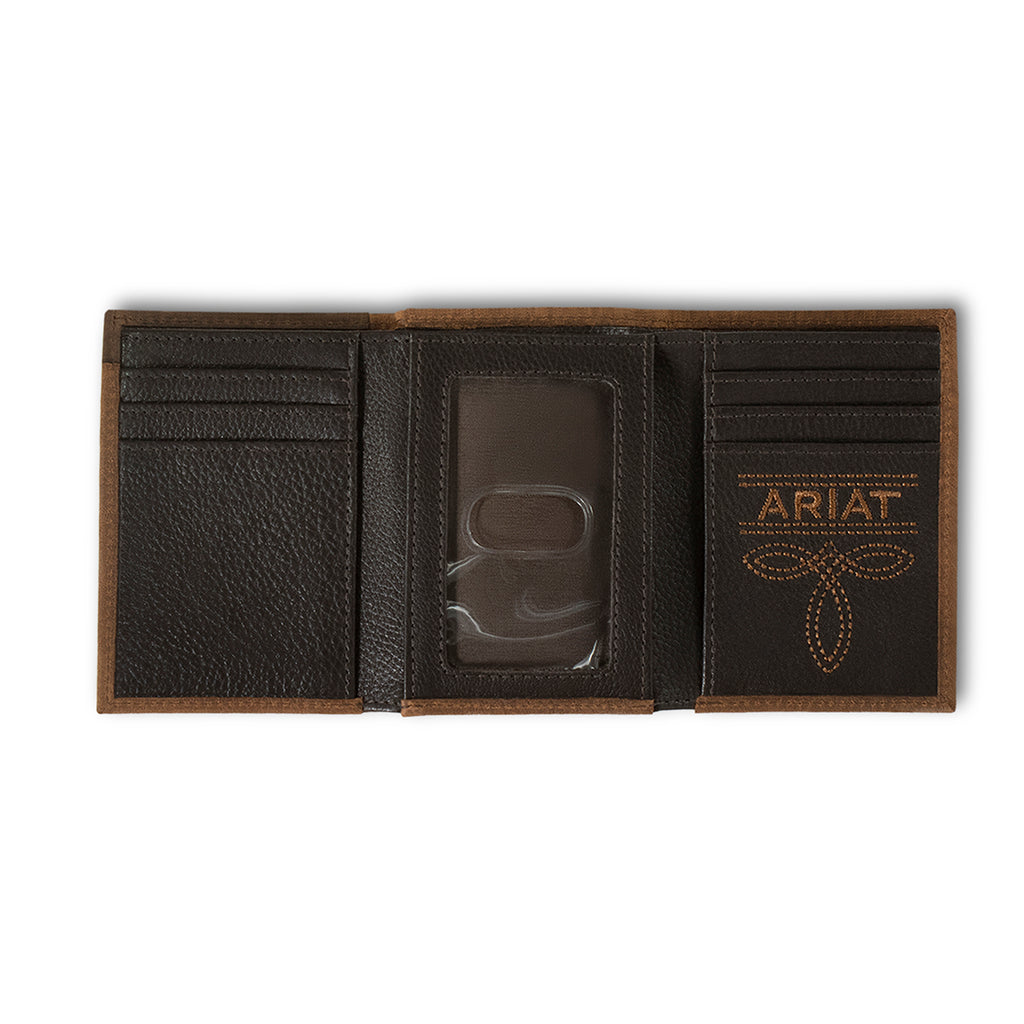 ARIAT LARGE TRIFOLD OVERLAY ARIAT SHIELD BROWN