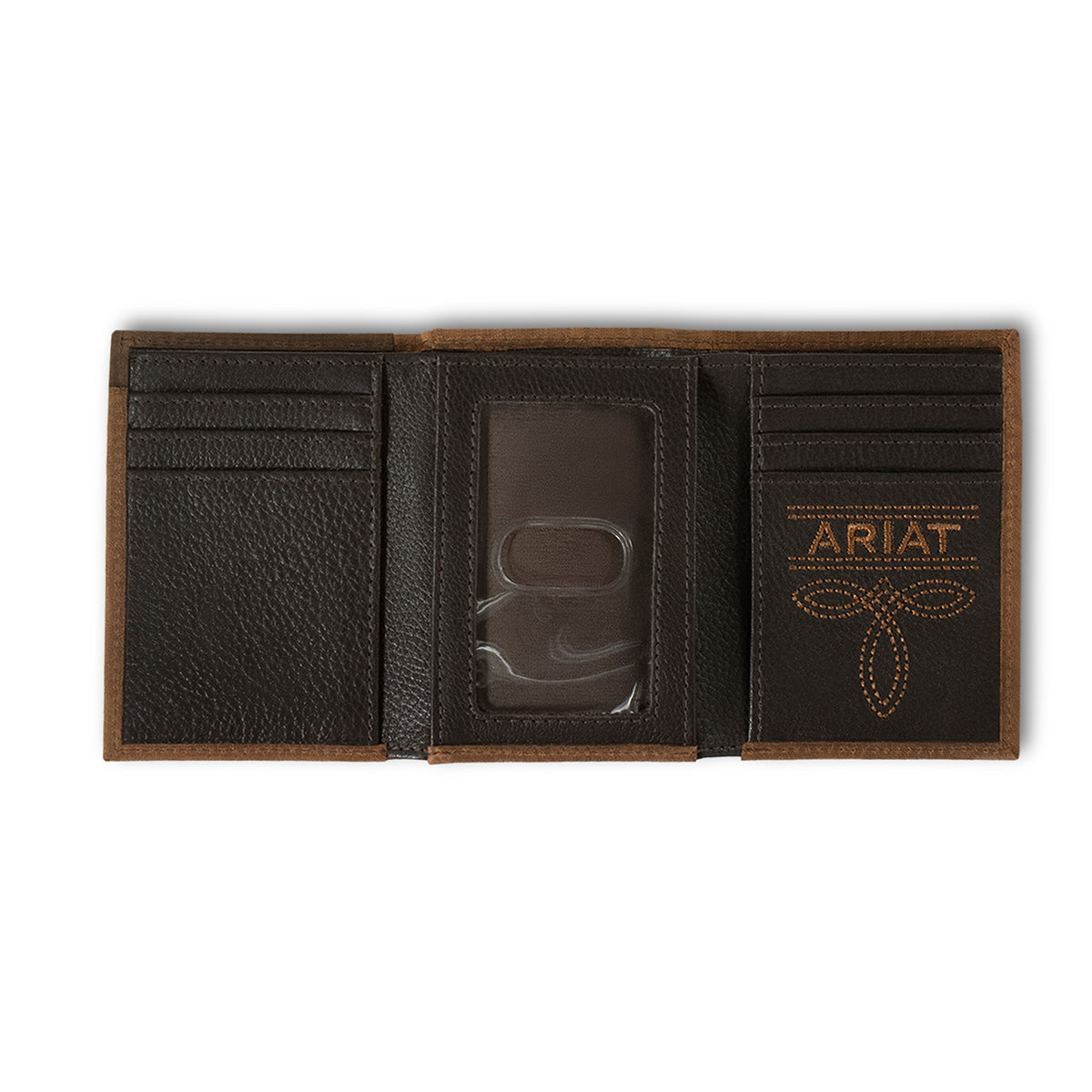 ARIAT LARGE TRIFOLD OVERLAY ARIAT SHIELD BROWN