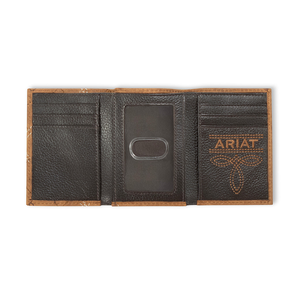 ARIAT TRIFOLD CROSS STITCH PATCH MEDIUM BROWN