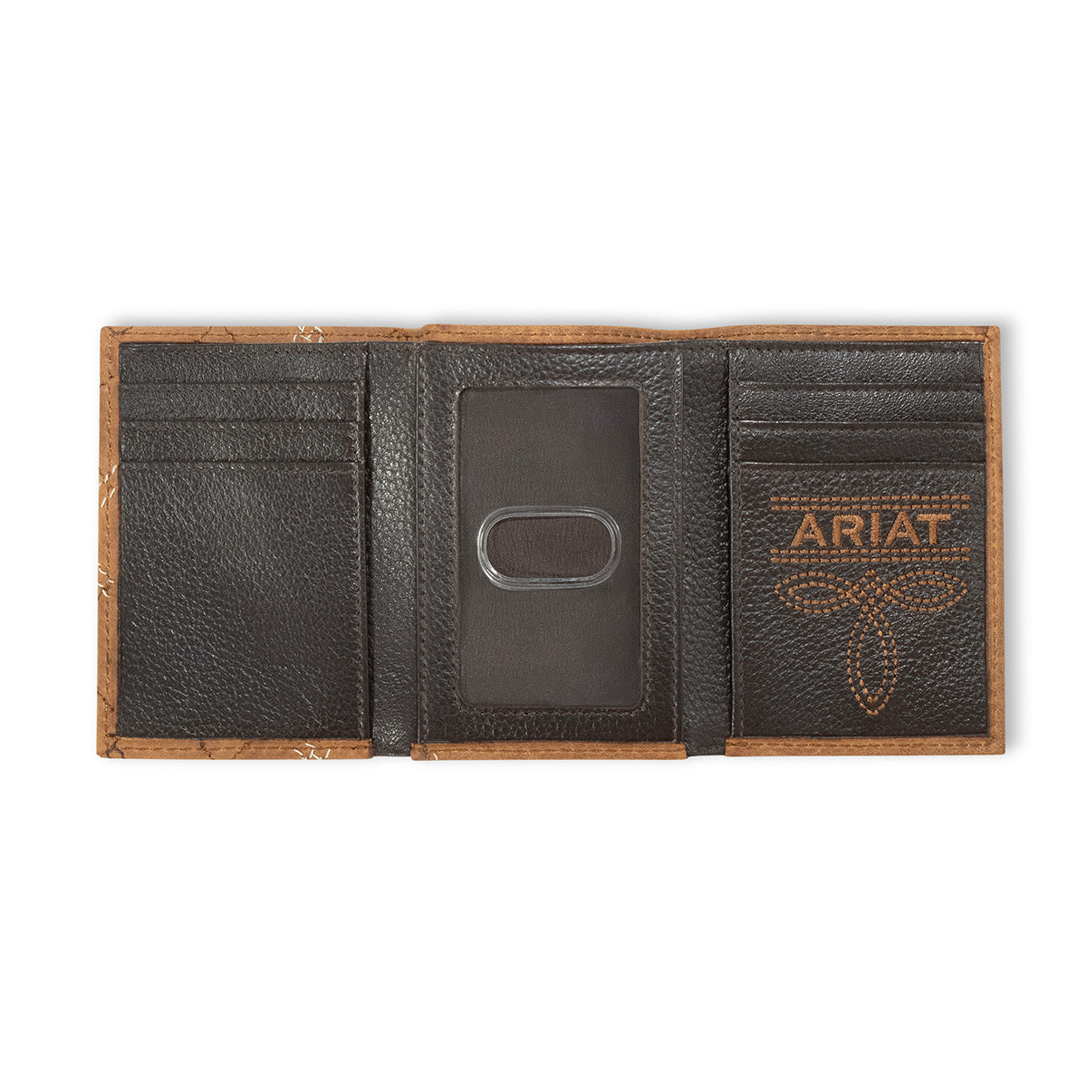 ARIAT TRIFOLD CROSS STITCH PATCH MEDIUM BROWN