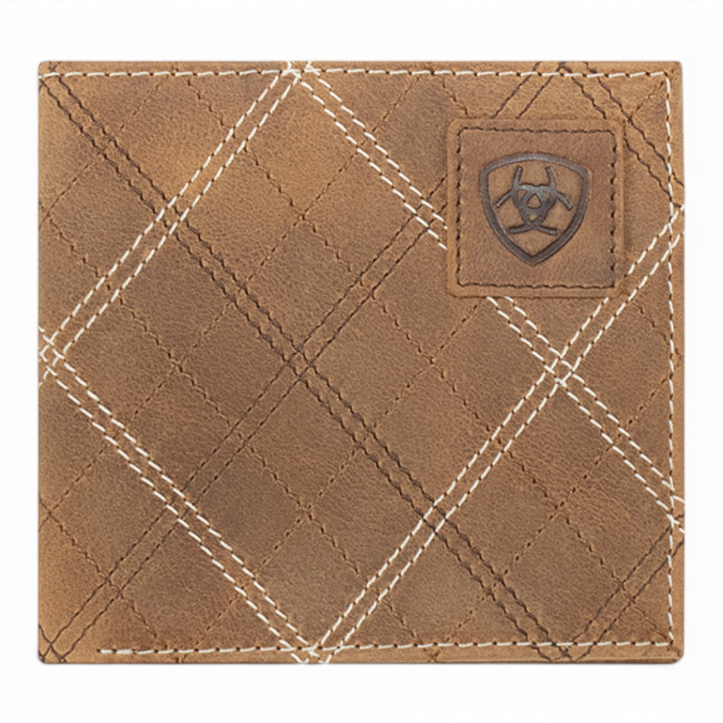 ARIAT LARGE BIFOLD CROSS STITCH PATCH MEDIUM BROWN