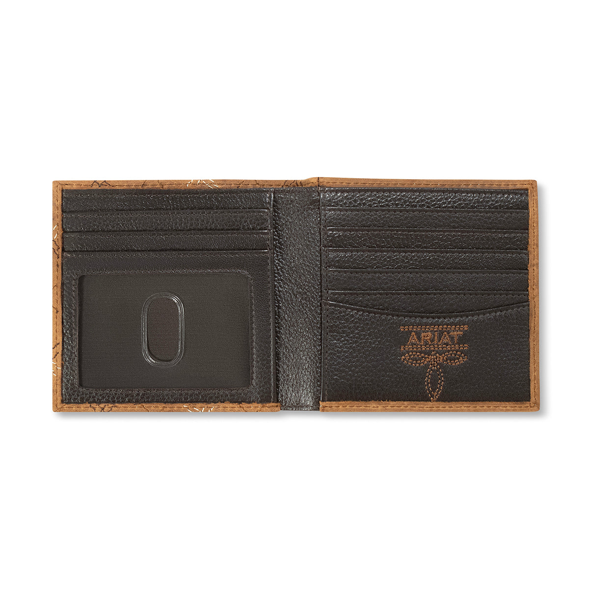 ARIAT LARGE BIFOLD CROSS STITCH PATCH MEDIUM BROWN