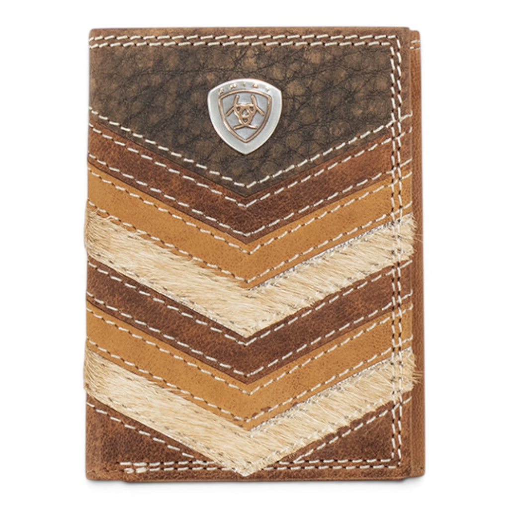 ARIAT MENS TRIFOLD STYLE WALLET CHEVRON PATCHWORK MULTICOLOR